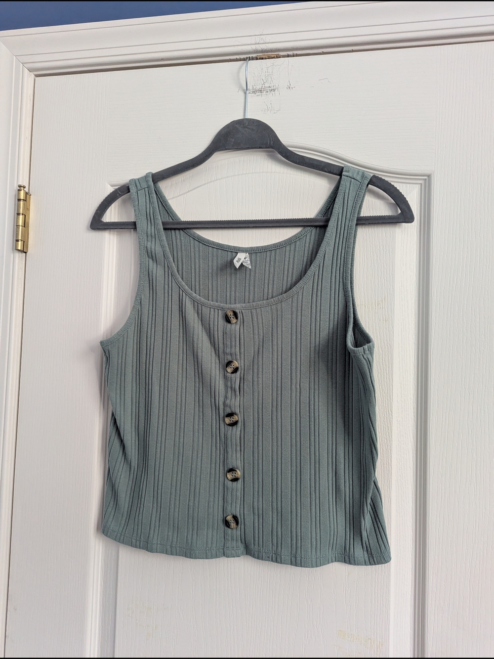 Mudd Ribbed Button-Front Tank Top - Sage